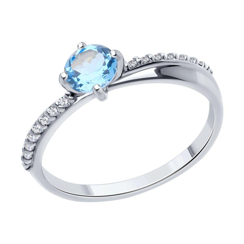 Кольцо из серебра с топазом и фианитами - видео на модели