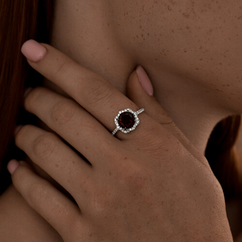 Кольцо из серебра с ситаллом и фианитами из серебро — вид 3