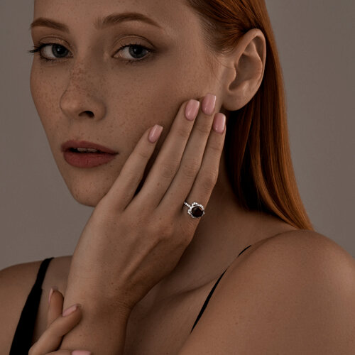 Кольцо из серебра с ситаллом и фианитами из серебро — вид 4