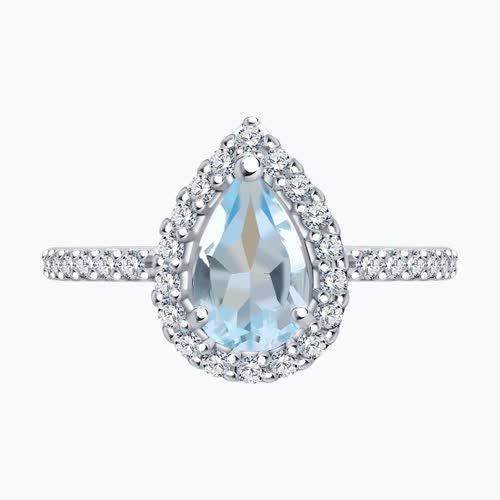 Кольцо из серебра с ситаллом и фианитами из серебро — вид 2