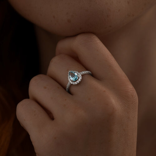 Кольцо из серебра с ситаллом и фианитами из серебро — вид 3