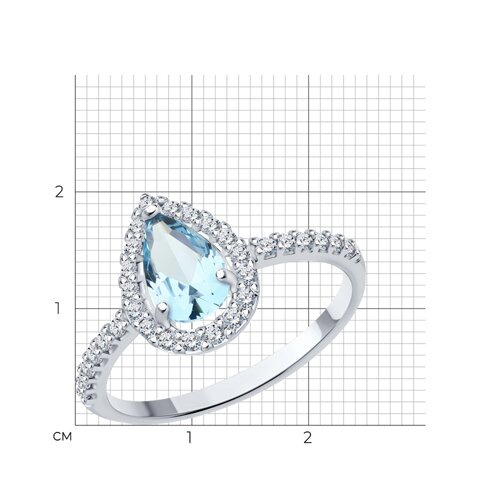 Кольцо из серебра с ситаллом и фианитами из серебро — вид 4