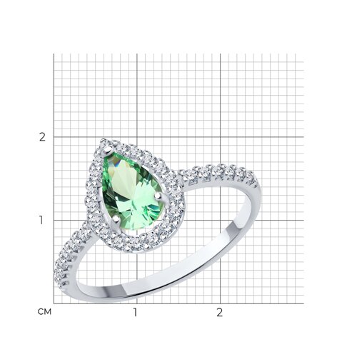 Кольцо из серебра с ситаллом и фианитами из серебро — вид 5