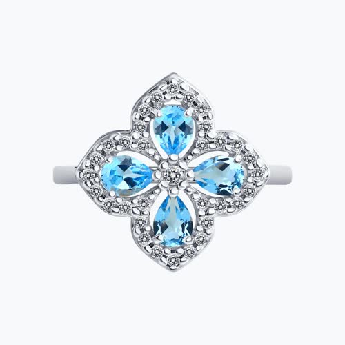 Кольцо из серебра с топазами и фианитами из серебро — вид 2