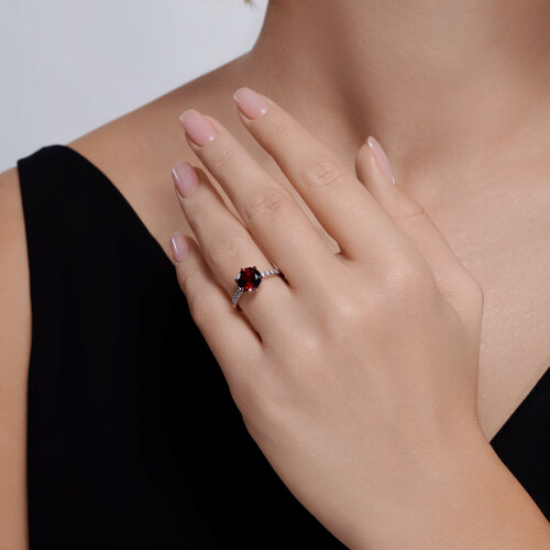 Кольцо из серебра с ситаллом и фианитами из серебро — вид 3