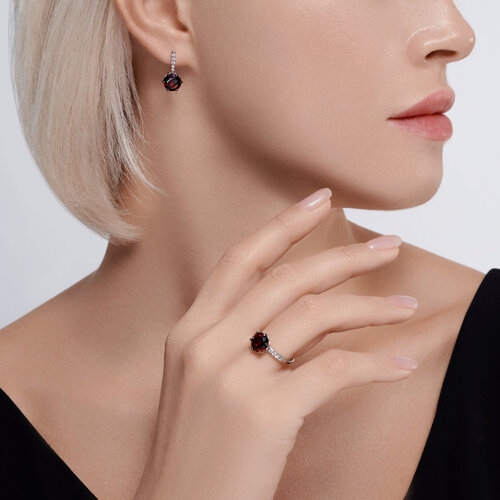 Кольцо из серебра с ситаллом и фианитами из серебро — вид 4