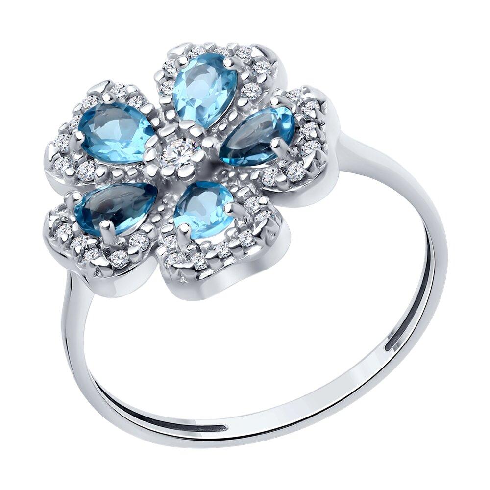 Кольцо из серебра с топазами и фианитами - видео на модели