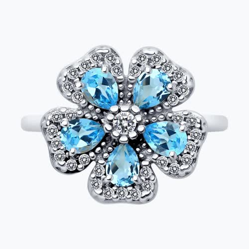 Кольцо из серебра с топазами и фианитами из серебро — вид 2