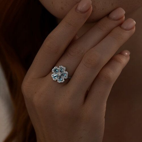 Кольцо из серебра с топазами и фианитами из серебро — вид 3