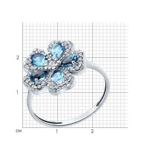 Кольцо из серебра с топазами и фианитами из серебро — вид 4