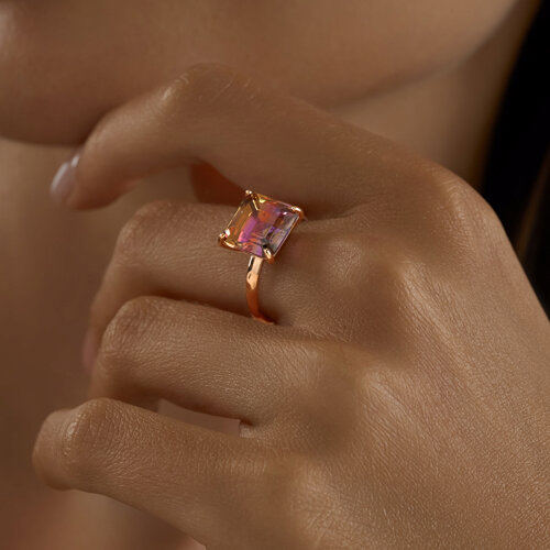 Кольцо из золочёного серебра с ситаллом из серебро — вид 3