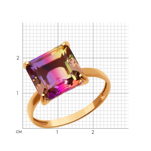 Кольцо из золочёного серебра с ситаллом из серебро — вид 5