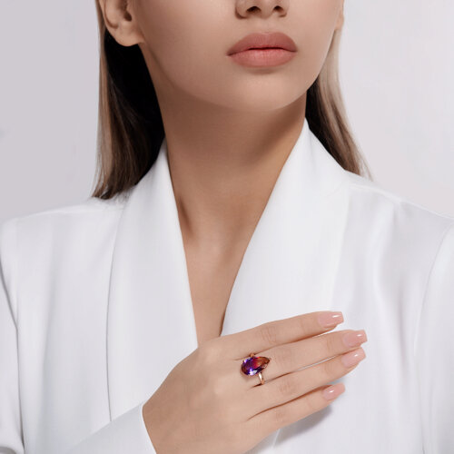 Кольцо из золочёного серебра с ситаллом из серебро — вид 3