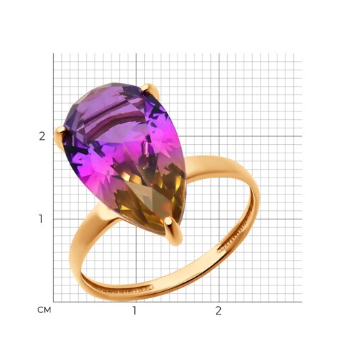 Кольцо из золочёного серебра с ситаллом из серебро — вид 4