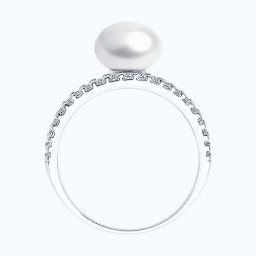 Кольцо из серебра с жемчугом и фианитами из серебро — вид 3