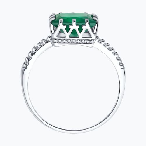 Кольцо из серебра с агатом и фианитами из серебро — вид 3