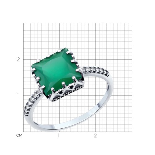 Кольцо из серебра с агатом и фианитами из серебро — вид 5