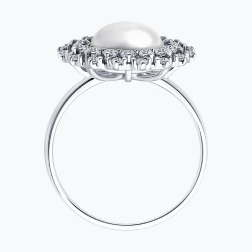 Кольцо из серебра с жемчугом и фианитами из серебро — вид 3