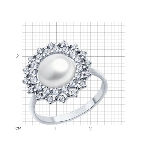 Кольцо из серебра с жемчугом и фианитами из серебро — вид 5