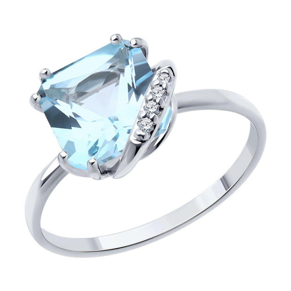 Кольцо из серебра с топазом и фианитами - видео на модели