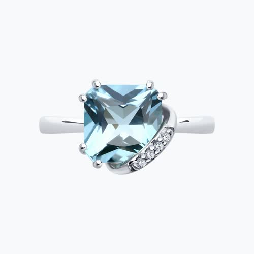 Кольцо из серебра с топазом и фианитами из серебро — вид 2