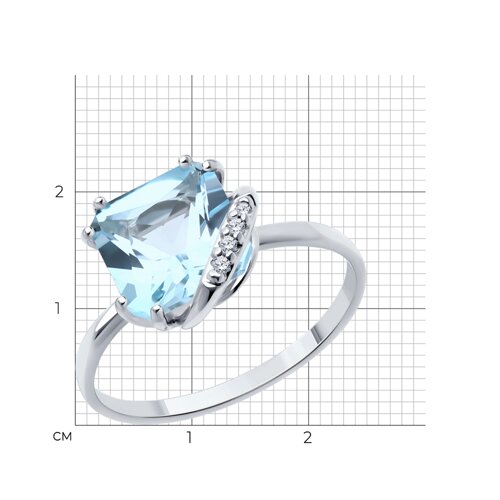 Кольцо из серебра с топазом и фианитами из серебро — вид 5