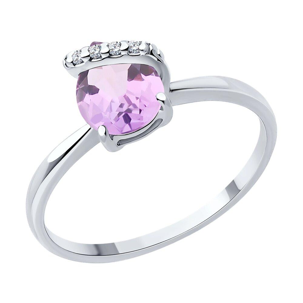 Кольцо из серебра с аметистом и фианитами - видео на модели