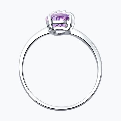Кольцо из серебра с аметистом и фианитами из серебро — вид 3