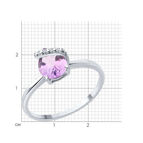 Кольцо из серебра с аметистом и фианитами из серебро — вид 5