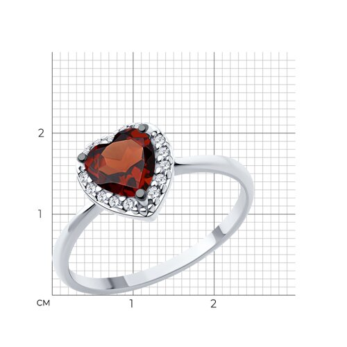 Кольцо из серебра с гранатом и фианитами из серебро — вид 5