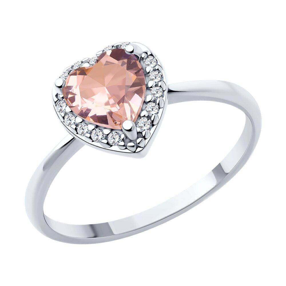 Кольцо из серебра с ситаллом и фианитами - видео на модели