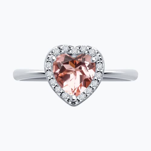 Кольцо из серебра с ситаллом и фианитами из серебро — вид 2