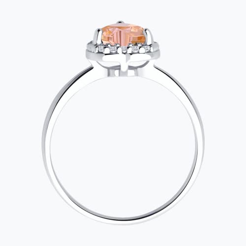 Кольцо из серебра с ситаллом и фианитами из серебро — вид 3