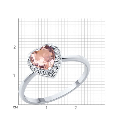 Кольцо из серебра с ситаллом и фианитами из серебро — вид 5