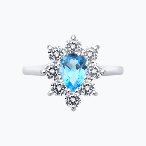 Кольцо из серебра с топазом и фианитами из серебро — вид 2