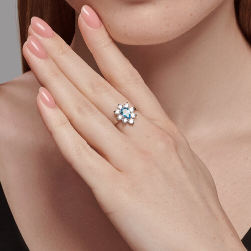 Кольцо из серебра с топазом и фианитами из серебро — вид 3