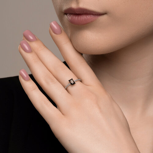 Кольцо из серебра с раухтопазом и фианитами из серебро — вид 3