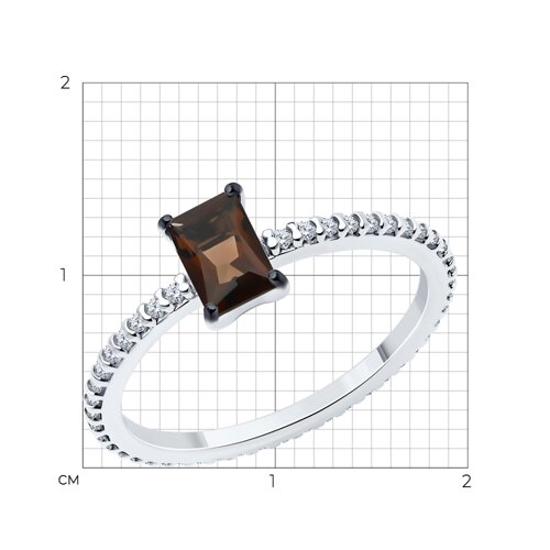 Кольцо из серебра с раухтопазом и фианитами из серебро — вид 4