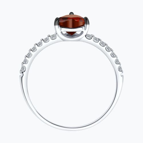 Кольцо из серебра с гранатом и фианитами из серебро — вид 3