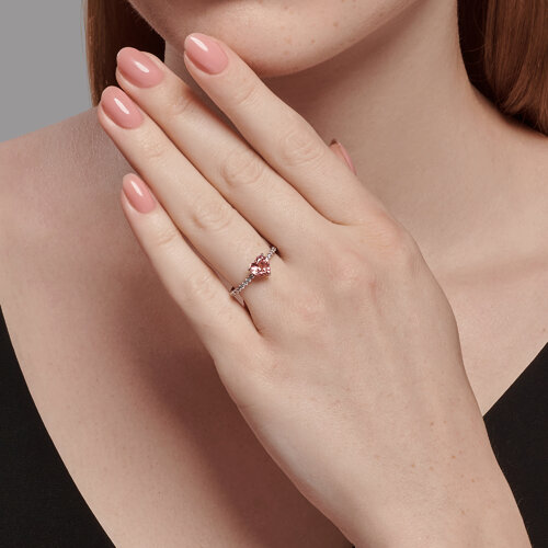 Кольцо из серебра с ситаллом и фианитами из серебро — вид 4