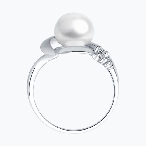 Кольцо из серебра с жемчугом и фианитами из серебро — вид 3