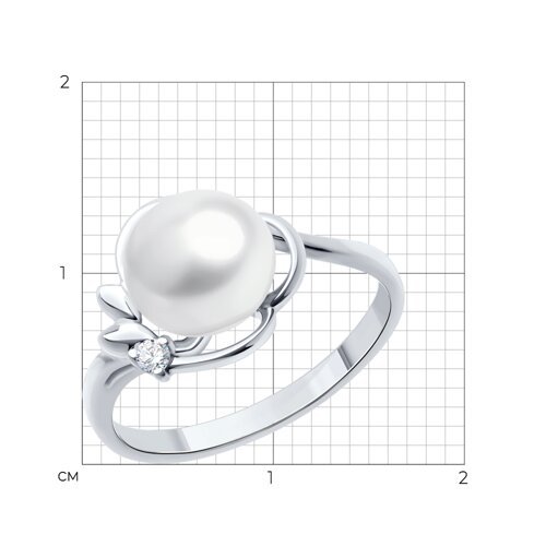 Кольцо из серебра с жемчугом и фианитом из серебро — вид 5