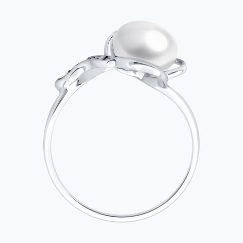 Кольцо из серебра с жемчугом и фианитами из серебро — вид 3