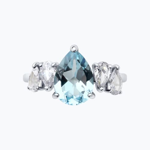 Кольцо из серебра с топазом и фианитами из серебро — вид 2