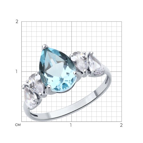 Кольцо из серебра с топазом и фианитами из серебро — вид 5