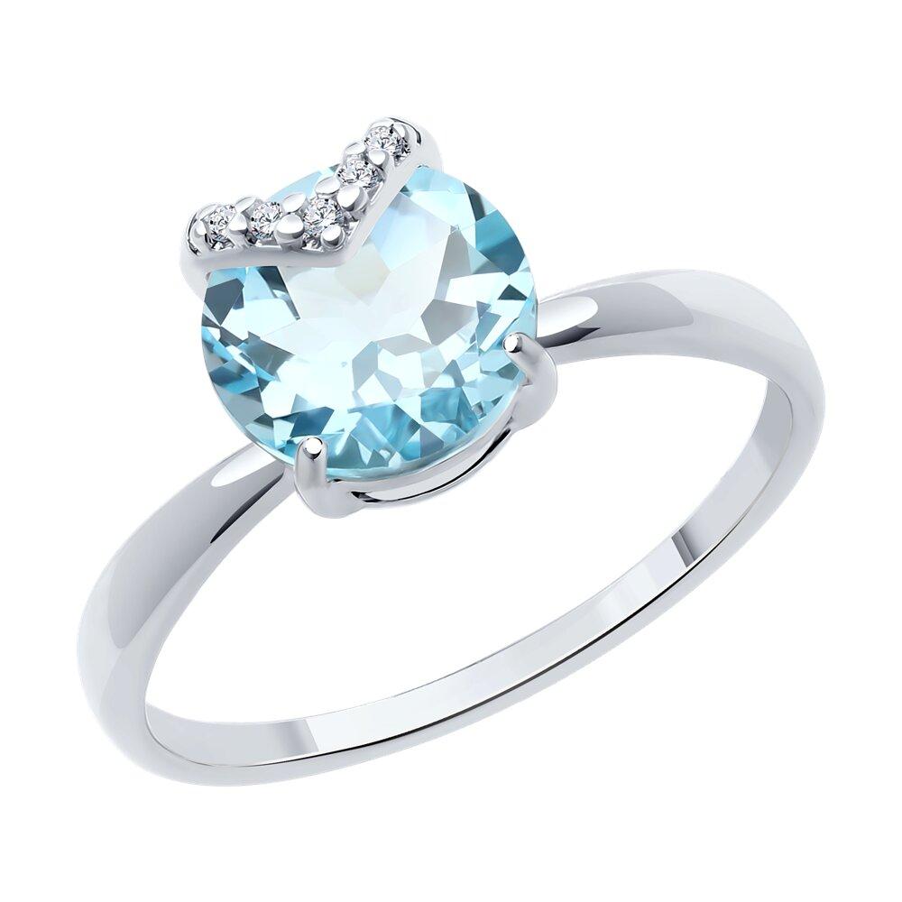 Кольцо из серебра с топазом и фианитами - видео на модели