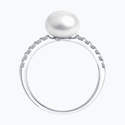 Кольцо из серебра с жемчугом и фианитами из серебро — вид 3