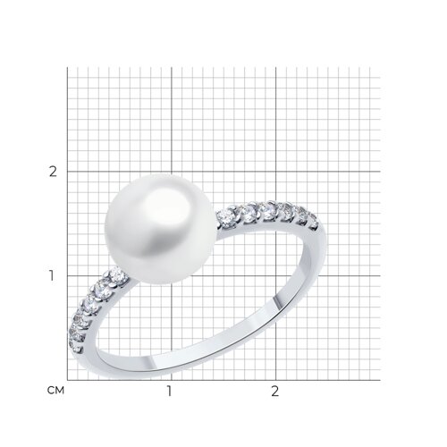 Кольцо из серебра с жемчугом и фианитами из серебро — вид 5