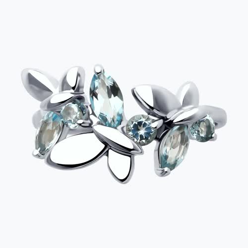 Кольцо из серебра с топазами из серебро — вид 2