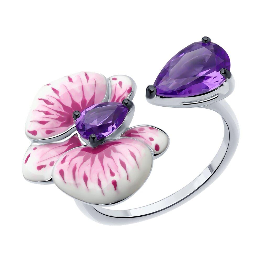 Кольцо из серебра с ситаллами и эмалью - видео на модели